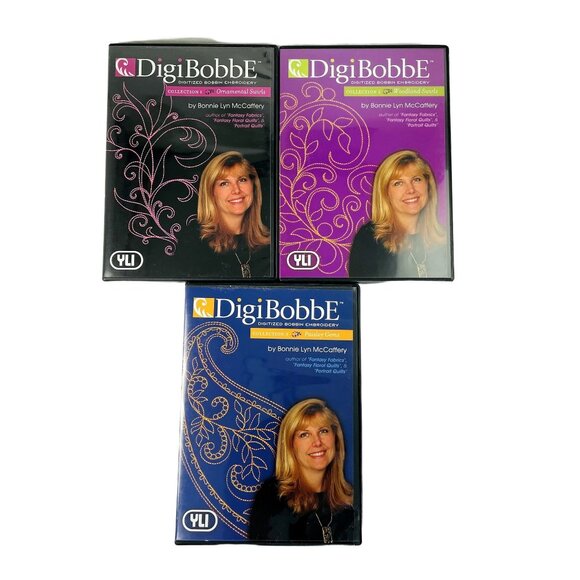 Lot 3 Digibobbe Digitized Bobbin Embroidery Collection CDs Bonnie Lyn McCaffery - Picture 1 of 7